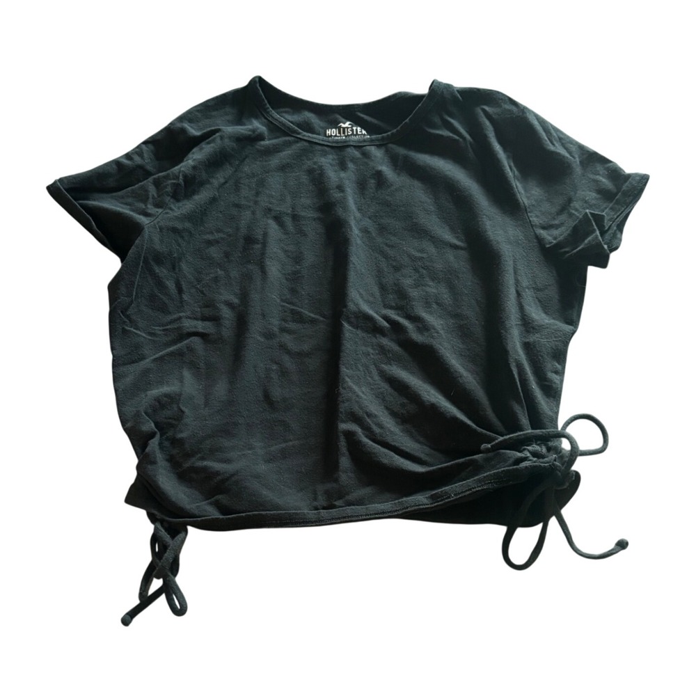 Hollister Must-Have Collection Black Side Cinch Ruched Baby Tee XL